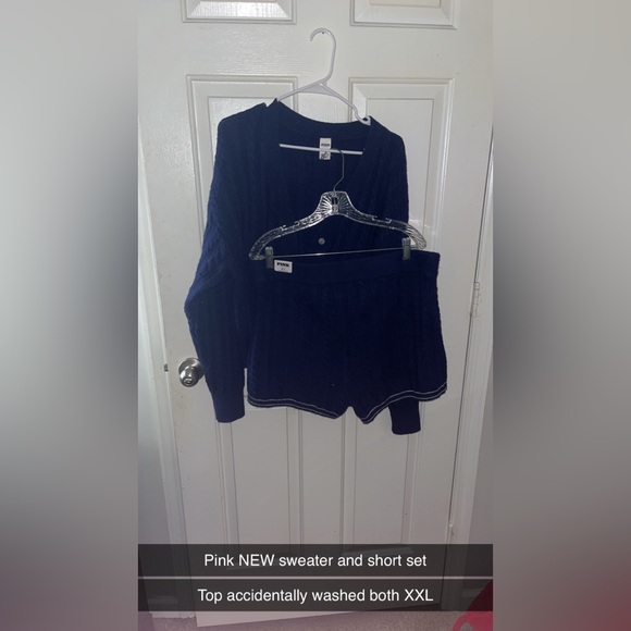 Pink Victorias Secret PJ set Woolen sweater sweater shorts set xxl navy blue